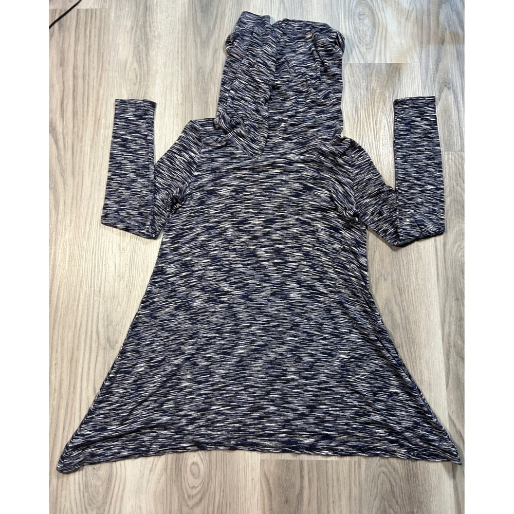 Casual Lounge cowl neck Marled‎ Blue White Black Knit Casual tunic Xs soft knit